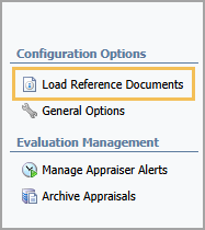 Configuration options menu highlighting 'Load Reference Documents' for easy access.